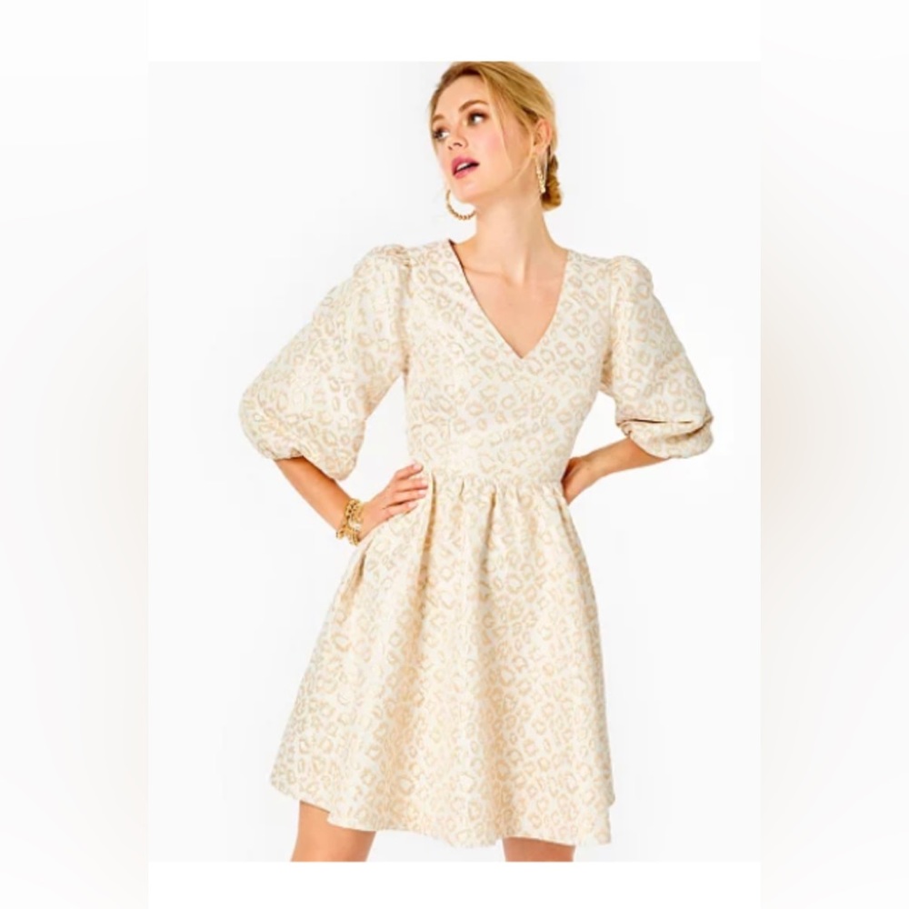 Lily Pulitzer Calyssa Sleeve Dress
Gold Dazzle Leopard Jacquard